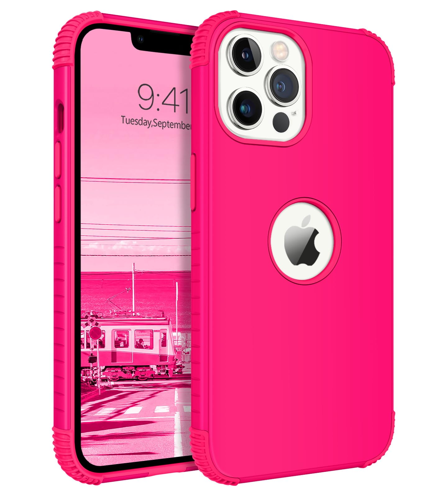 BENTOBEN iPhone 13 Pro Max Case - Heavy Duty 2-in-1 Rugged Shockproof Hybrid Cover with Hard PC Bumper | Drop Protection for Women & Men | Hot Pink Design | Perfect for Outdoor, Work & Daily Use