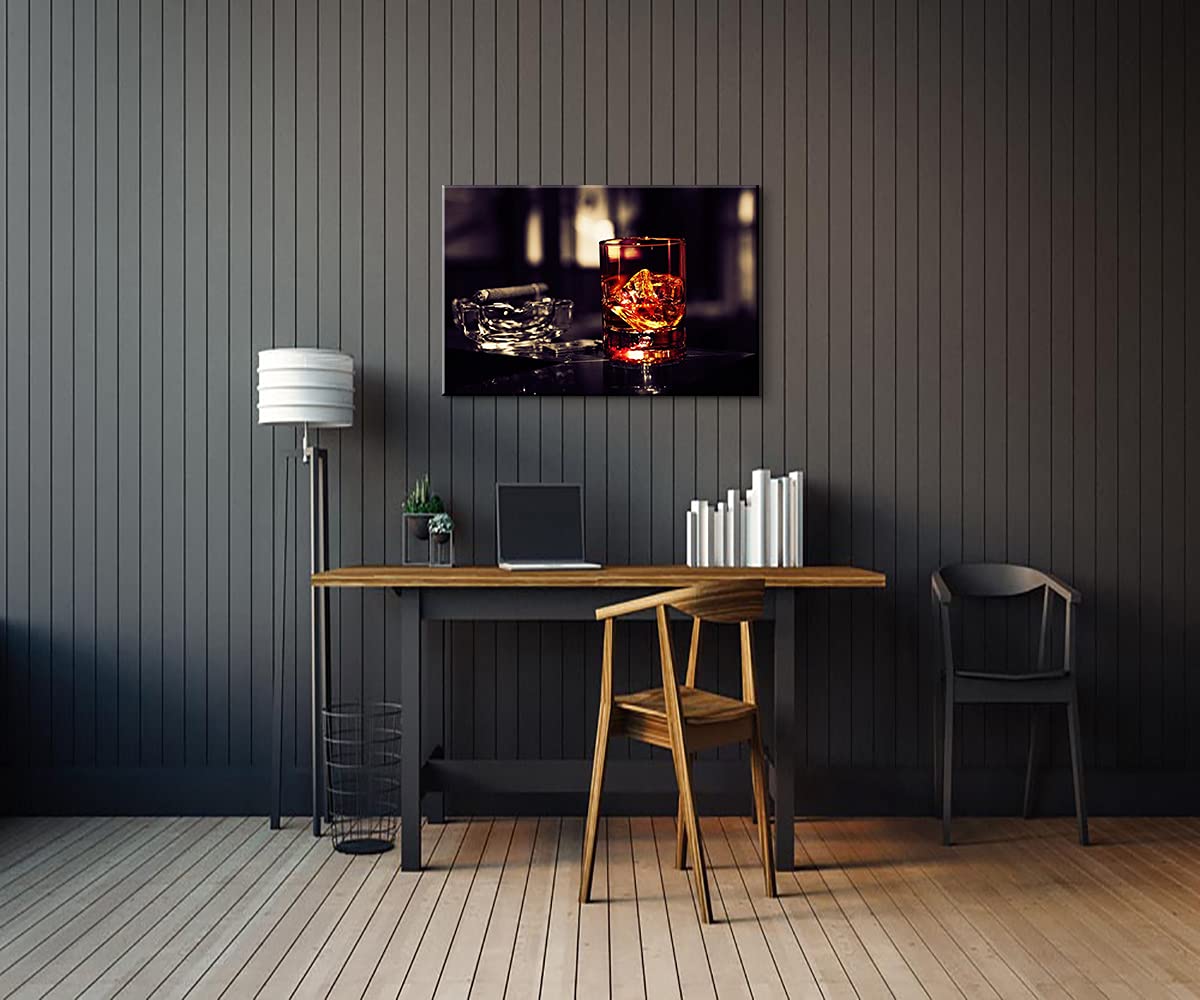 Whiskey Wall Art Decor - 12''Hx18''W Framed Kitchen & Bar Decor - Perfect for Dining Room, Home Bar & Restaurant Wall Decorations