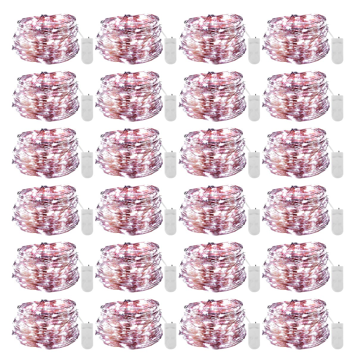 Ariceleo 24-Pack 6.5ft Battery Operated String Lights - 20 LED Mini Silver Wire Fairy Lights for Wedding, Bedroom, Party & Christmas Decor (Cool White) | Indoor & Outdoor Festive Lighting for Home, Garden, and Table Settings