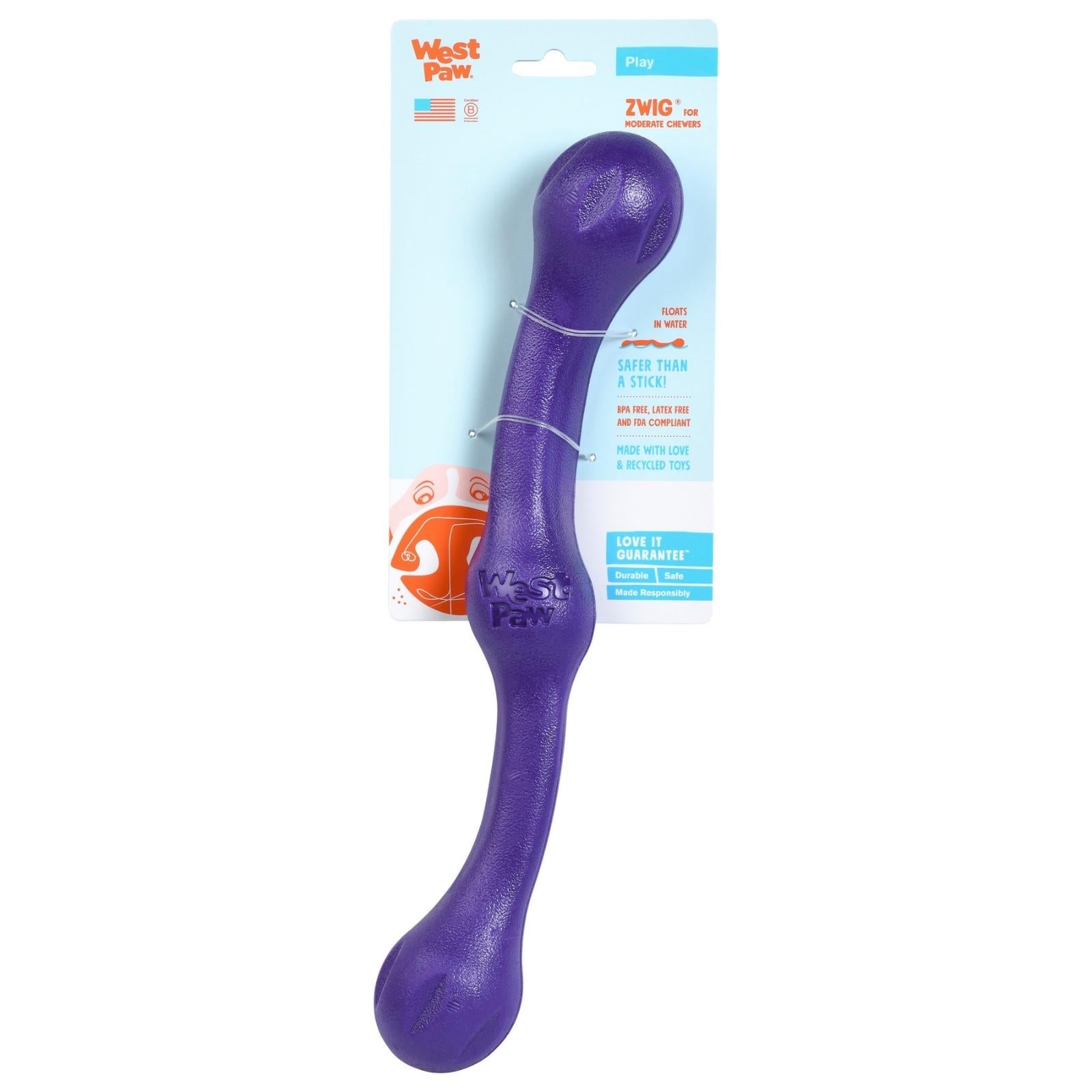 West Paw® ZWIG Dog Toy - Soft Chew Toy for Dogs, Durable & Non-Toxic - Perfect for Fetch, Chewing & Playtime Indoors/Outdoors