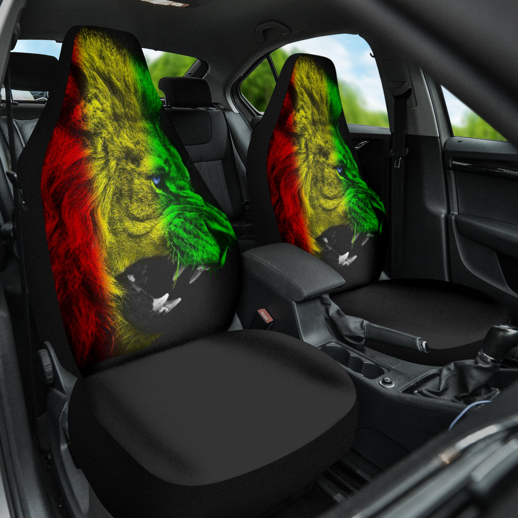Stylish Rasta Lion Roaring Car Seat Covers - Perfect for Reggae Fans & Car Enthusiasts | Durable & Fashionable Auto Accessories for Jeep, Truck, SUV | Great Gift Idea for Birthdays & Holidays