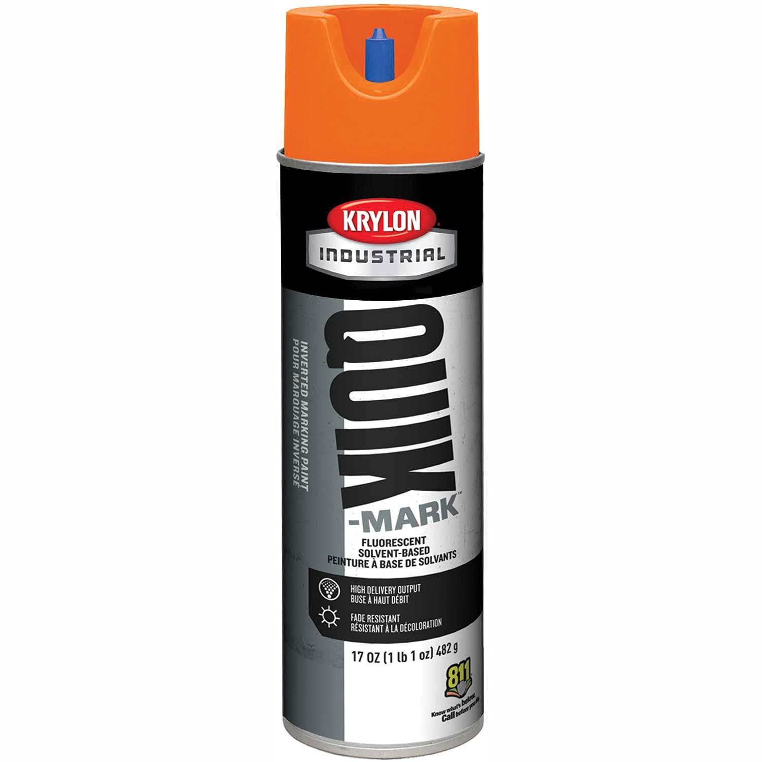 Quik-Mark™ Solvent-Based Fluorescent Orange Inverted Marking Paint - 12 Pack for Road Construction, Parking Lot Marking & Safety Zone Identification