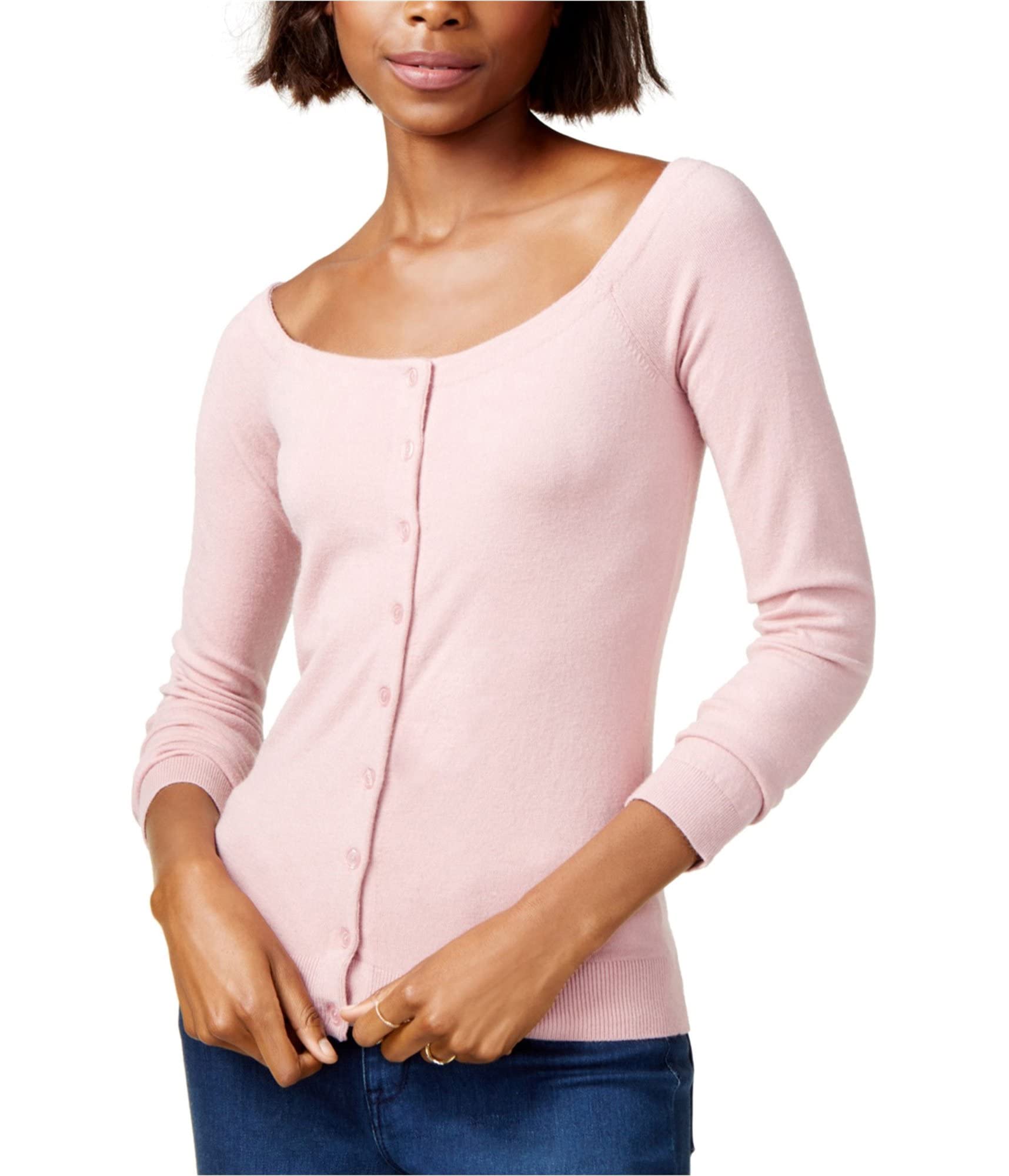 Rachel Roy Women's Off The Shoulder Cardigan Sweater - Soft Pink Knit Wrap Sweater for Women, Small | Perfect for Fall Layering, Date Nights & Cozy Evenings