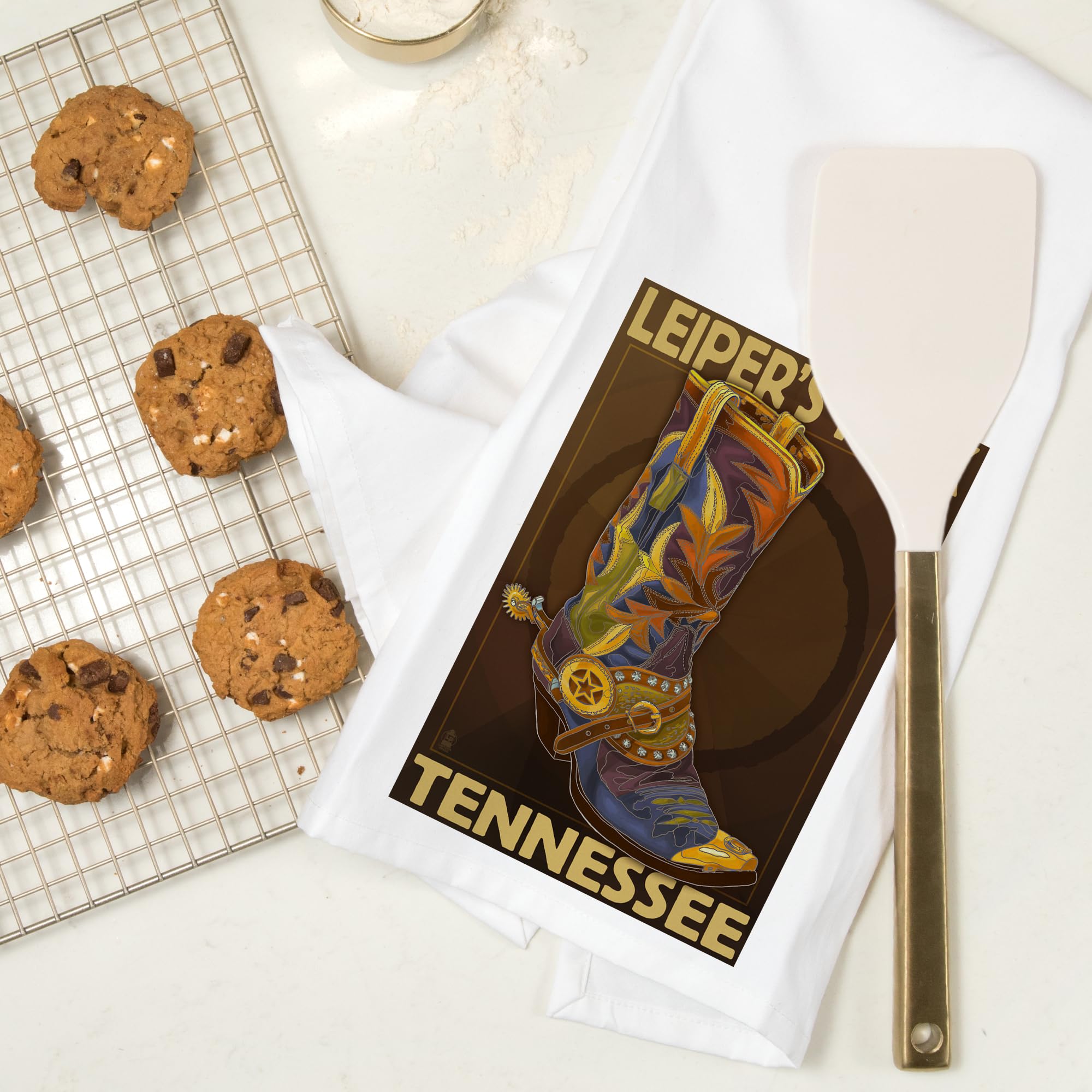 Leiper's Fork Tennessee Cowboy Boot Tea Towel - 100% Cotton Decorative Hand Towel for Kitchen & Home Decor | Perfect for Western Themed Kitchens, Farmhouse Decor, and Cowboy Gift Ideas