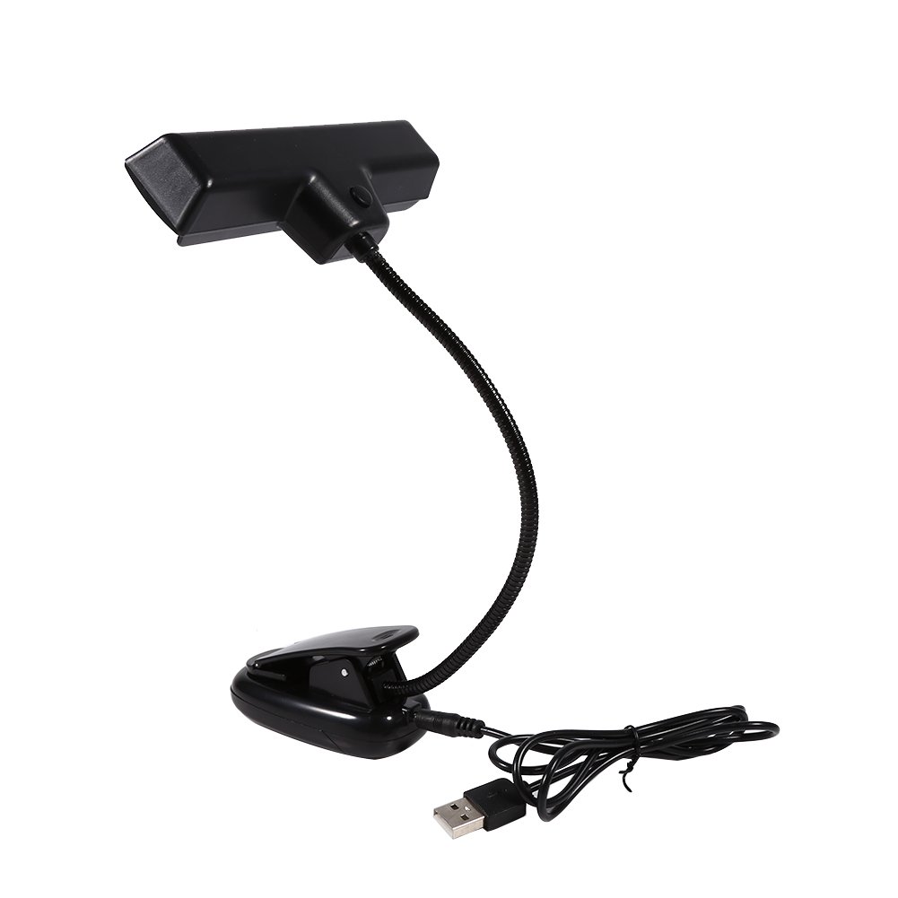 Clip-On LED Music Stand Light with AC 110V-220V & USB Power - Adjustable Clamp Light for Bed Headboard, Reading, Piano, Violin Practice, and Nighttime Use