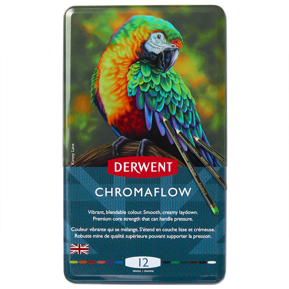 Derwent Chromaflow Colored Pencils Set of 12 - Vibrant Artist Pencils for Drawing, Sketching & Adult Coloring Books | Perfect for Professional Artists & Beginners