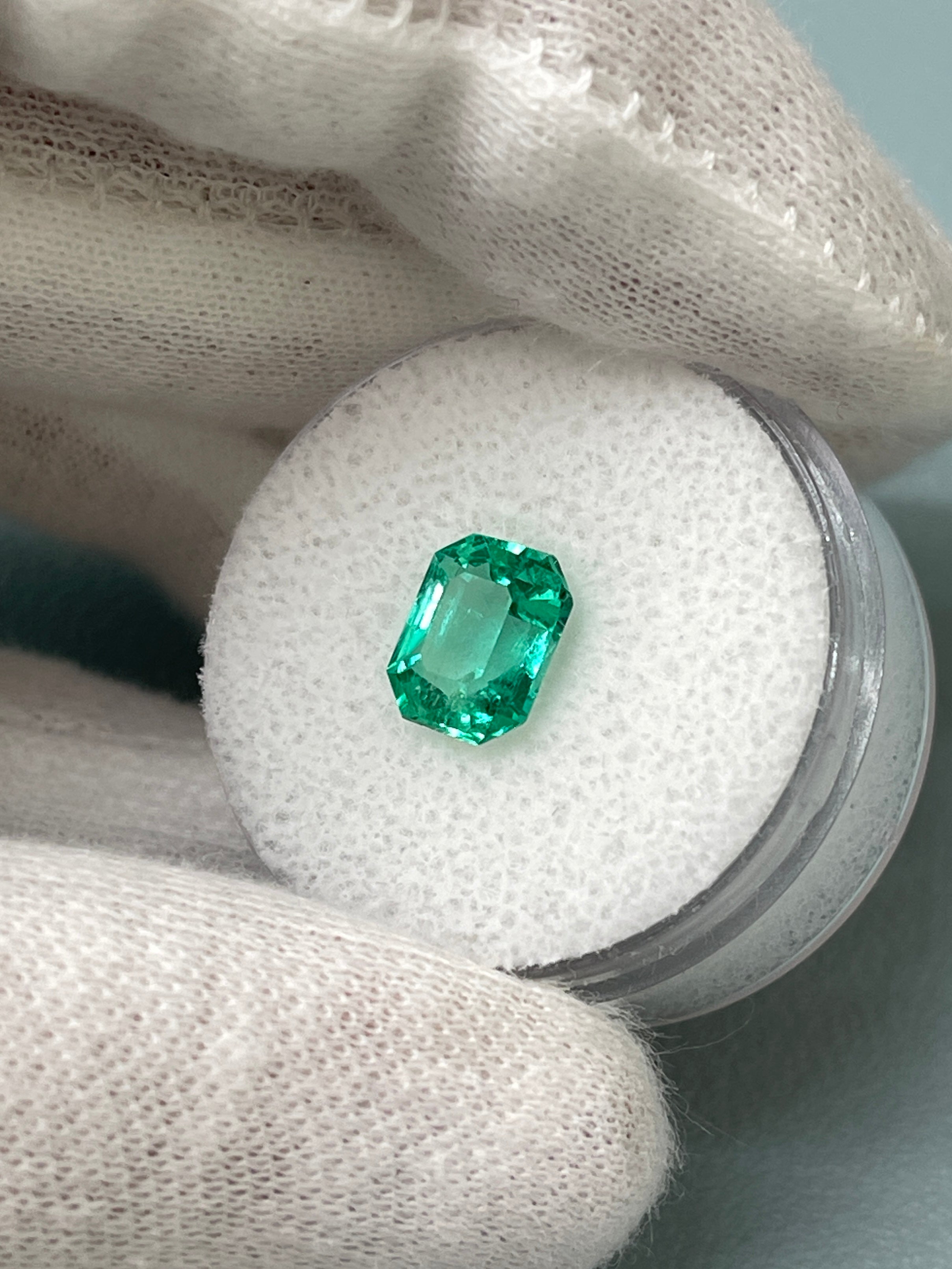 1.92 Carat Natural Colombian Emerald - 8.3x6.6mm Bluish Green Loose Gemstone | Emerald Cut with Ultra Glow | Perfect for Engagement Rings, Fine Jewelry & Collector's Pieces