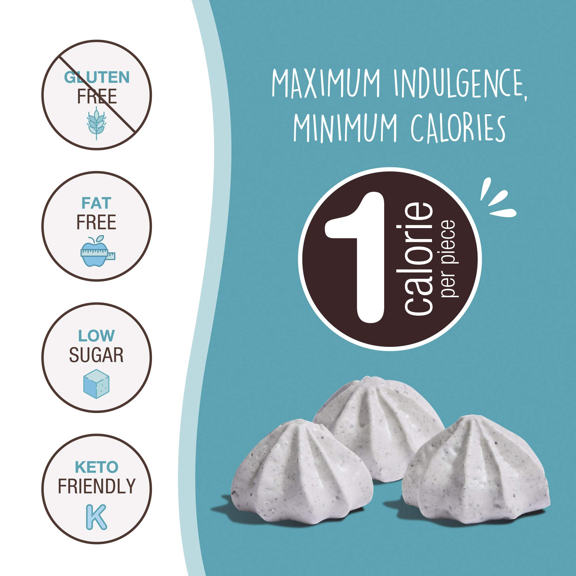 Keto-Friendly Meringue Cookies - Cotton Candy Flavor, Only 1 Calorie per Piece | Gluten-Free, Low Carb, Low Sugar Healthy Snacks (4 Pack) - Perfect for Weight Loss, Diabetic-Friendly Diets & Guilt-Free Desserts