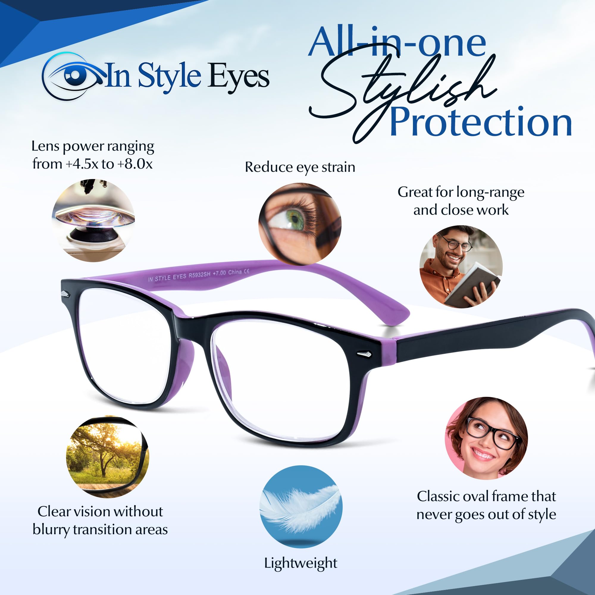 Super Strong High Magnification Reading Glasses for Women & Men - Non-Polarized Lens - Perfect for Reading Books, Crafts & Close Work