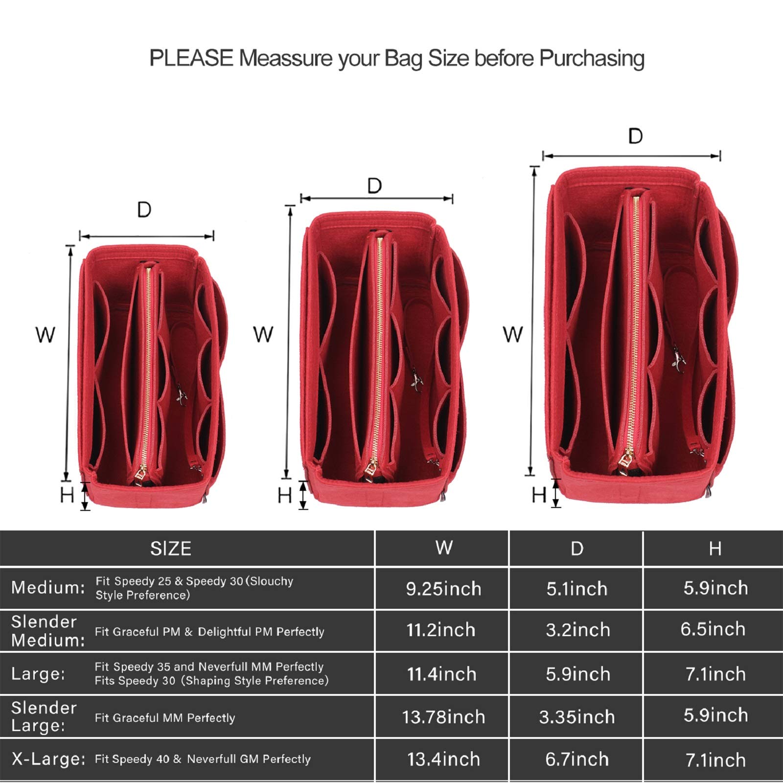 Purse Organizer Insert - Multi-Size Bag Organizer for Speedy Neverfull & Large Totes (5 Sizes) | Perfect for Travel, Work & Daily Organization