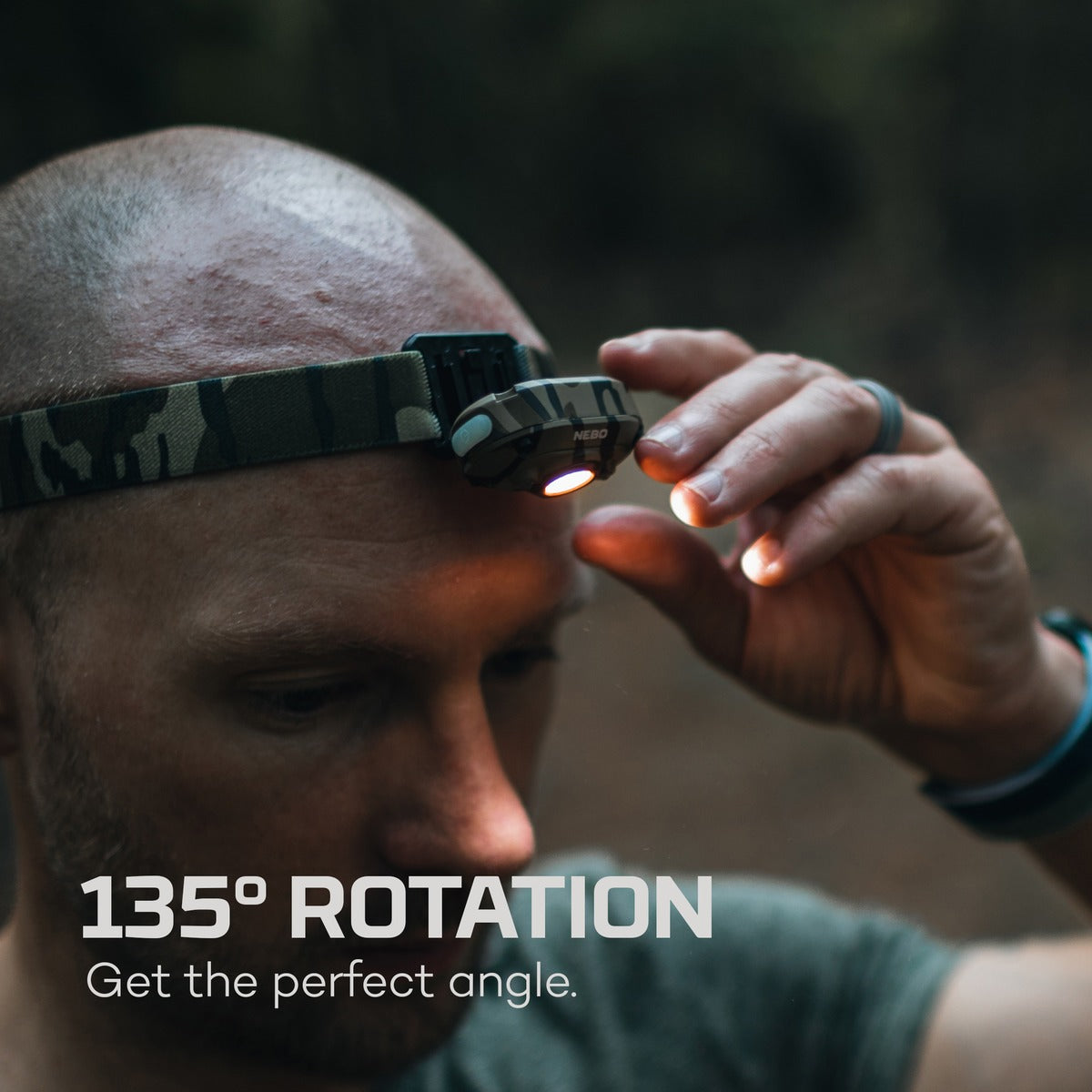 Nebo Mycro 400 Lumen Rechargeable LED Headlamp - Mossy Oak BottomLand Camo - Hands-Free Light for Camping, Hiking, Fishing & Outdoor Adventures