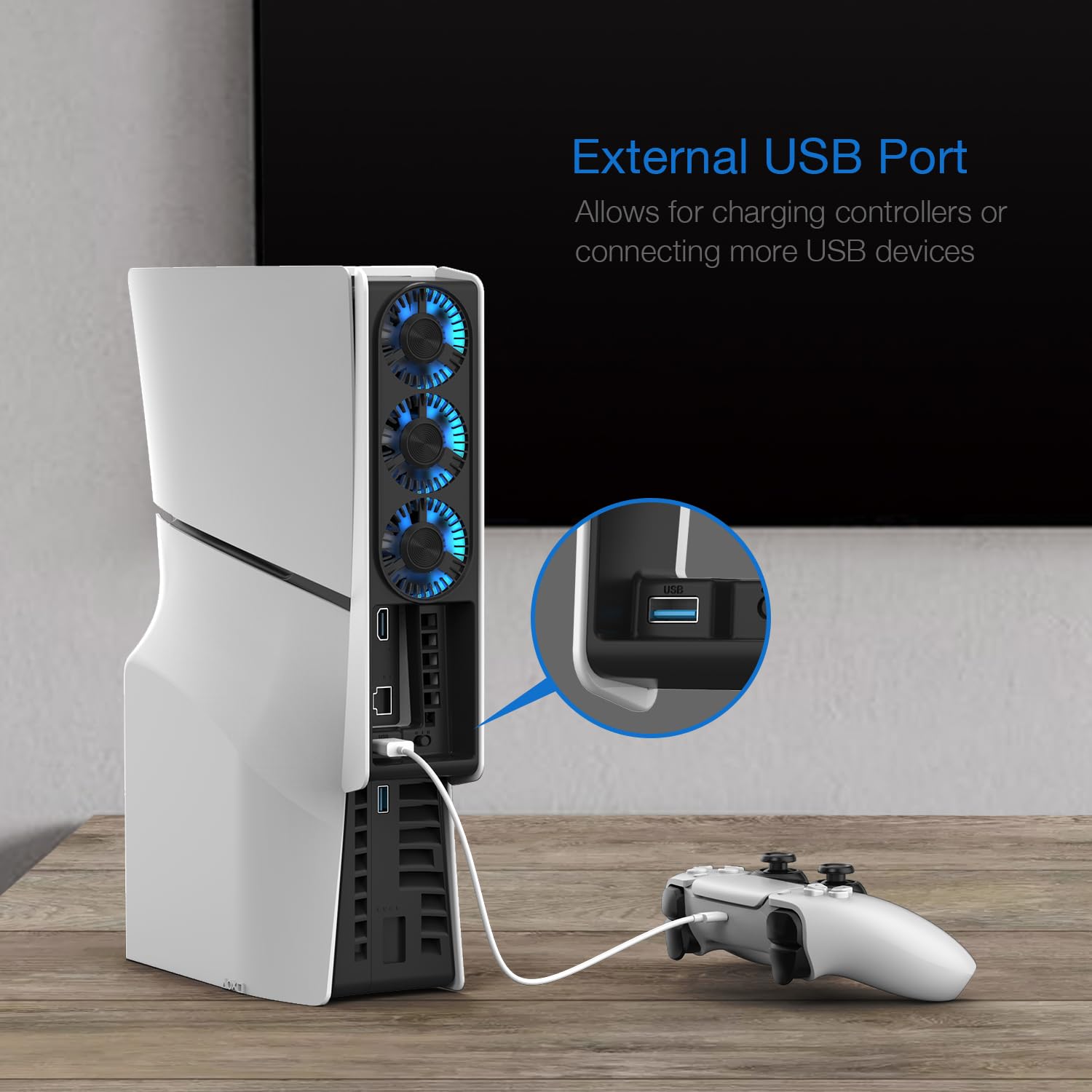 Upgraded Quiet Cooling Fan with LED Light for PS5 Slim Console - Digital & Disc Edition | Enhanced Airflow for Gaming & Streaming | Perfect for Long Gaming Sessions & Hot Environments