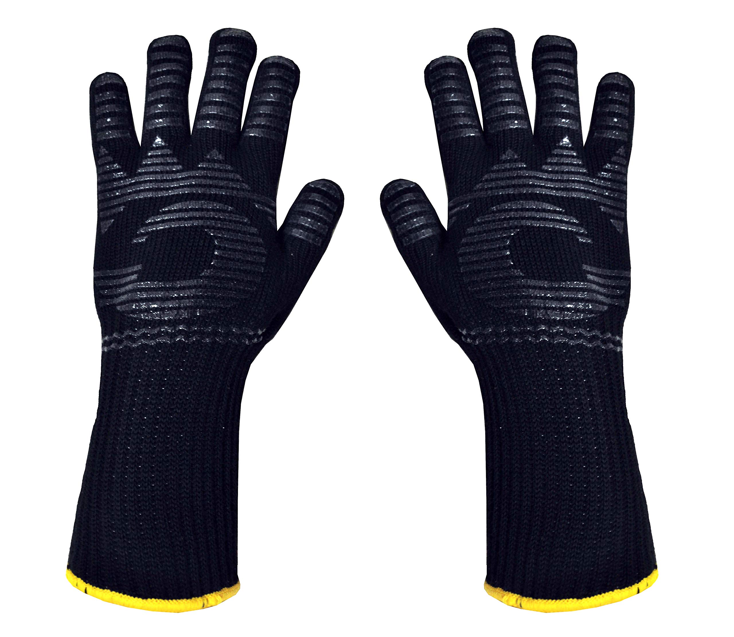 Heat Resistant Gloves 480℉ - Fireproof BBQ & Grilling Gloves for Fireplace, Oven, Kitchen - Made in USA with Dupont Nomex Heat Fiber - Perfect for Grilling, Baking, Camping & Outdoor Cooking (1 Pair)