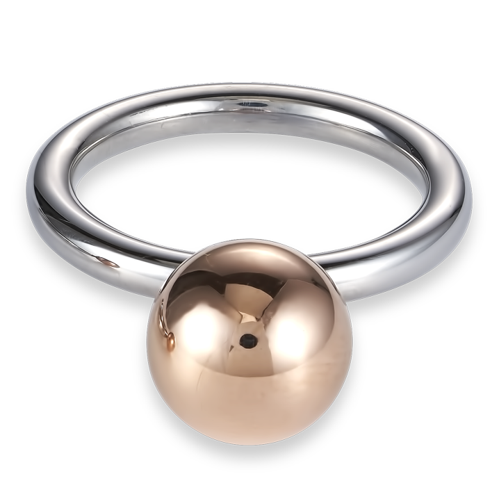 Stainless Steel Rose Gold Ring for Women - Large Ball Design, Elegant Jewelry Gift for Valentine's Day, Anniversary & Special Occasions