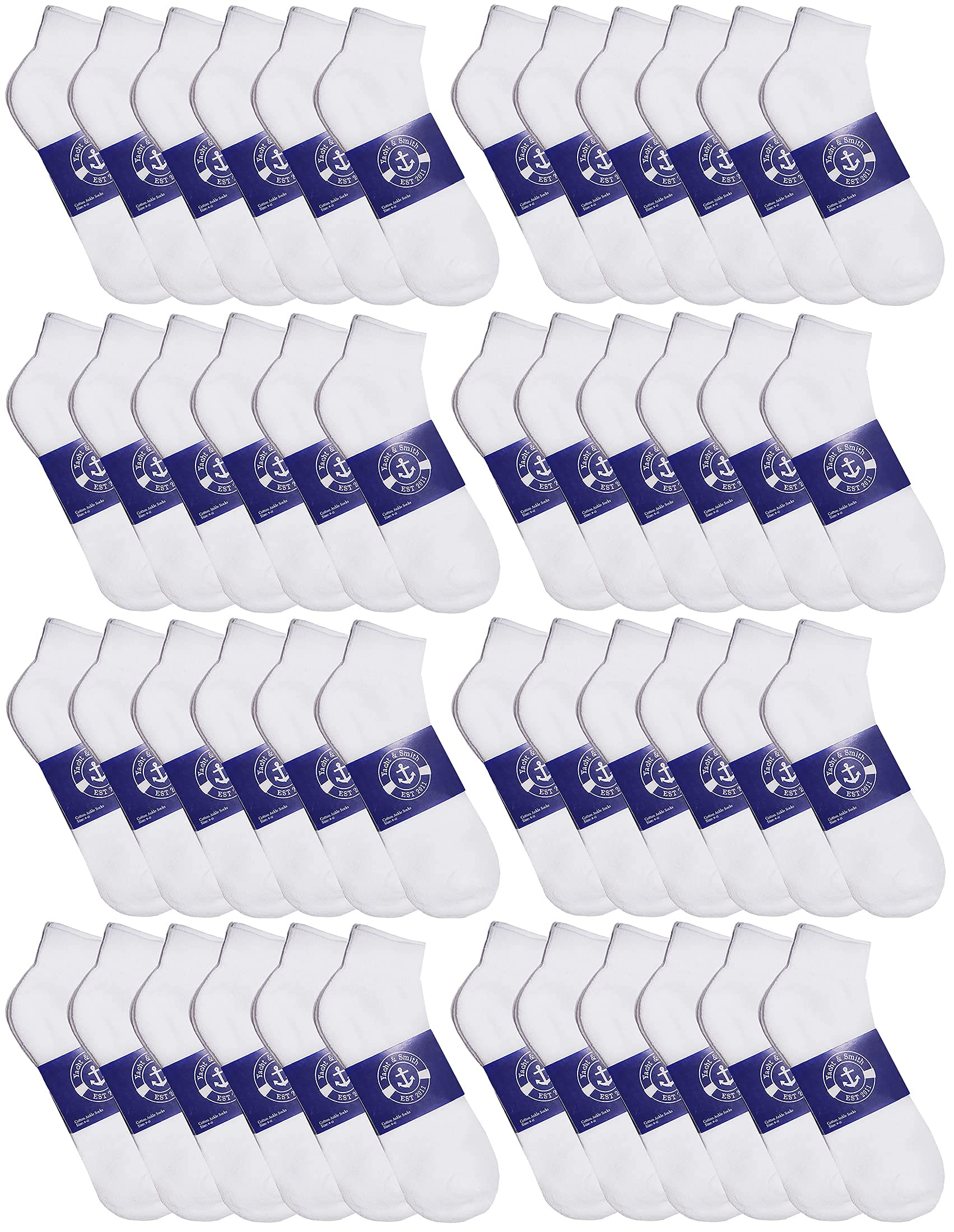 48 Pairs Men's & Women's Cotton Quarter Ankle Socks - Breathable Lightweight Bulk Pack for Everyday Wear, Gym, Work & Donation (Black/White/Gray)