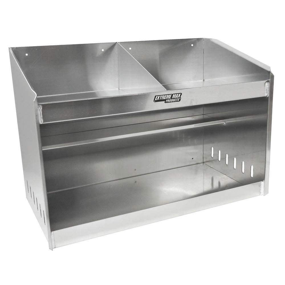 Extreme Max 5001.6056 Deluxe Dual Aluminum Helmet Storage Shelf - Heavy Duty Organizer for Race Helmets, Motorcycle Gear & Sports Equipment - Perfect for Garage, Workshop, Enclosed Trailers & Storage Rooms