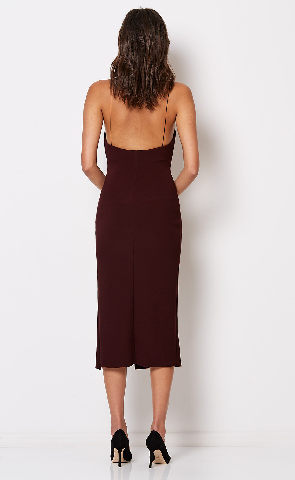 Elegant Cindy Midi Dress in Wine Red - Perfect for Cocktail Parties, Date Nights & Special Occasions
