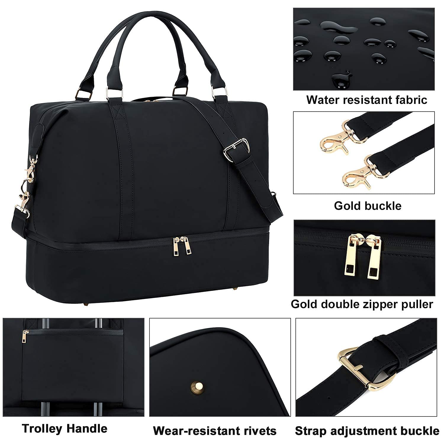 Women's Canvas Weekender Bag - Large Travel Duffel Carry On Overnight Tote for Women | Perfect for Weekend Getaways, Beach Trips & Gym Use