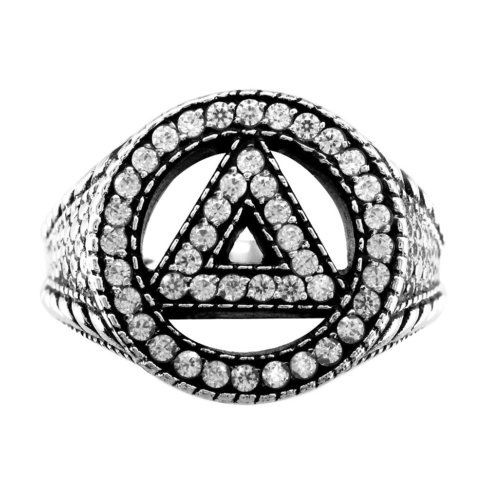 14K White Gold Diamond AA Sobriety Ring with Reptile Texture - Symbol of Recovery & Strength for Alcoholics Anonymous Members - Perfect for 12-Step Meetings, Milestone Celebrations & Daily Inspiration