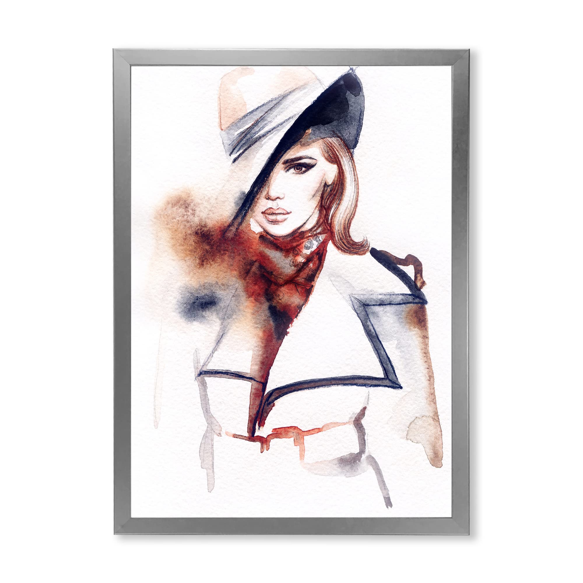 DesignQ Fashion Portrait of Woman - Modern Framed Wall Art Decor for Living Room, Bedroom & Office | Elegant Home Decor Gift Idea