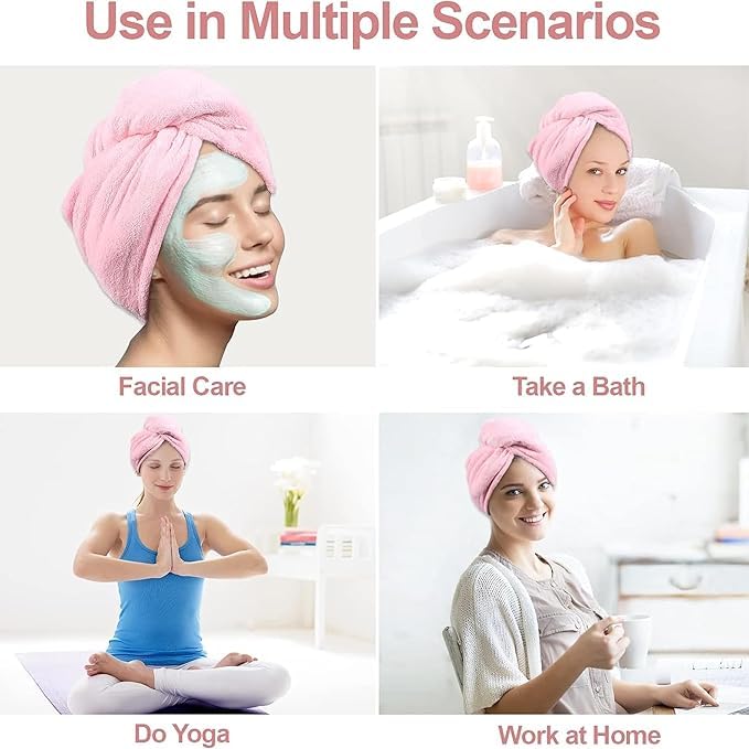 Super Absorbent Microfiber Hair Towel Wrap - 500 GSM Quick-Drying Bath Towel & Hair Dry Cap for Women & Men - Salon Quality Magic Hair Warp for Shower, Swimming, Spa & Home Use (Multicolor)