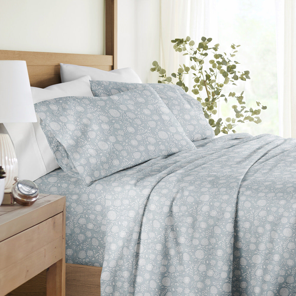 Bohemian Garden 4-Piece 100% Long Staple Cotton Sheet Set - Queen Size Bedding with Deep Pockets - Soft & Breathable for All Seasons - Perfect for Master Bedroom, Guest Room or Vacation Home