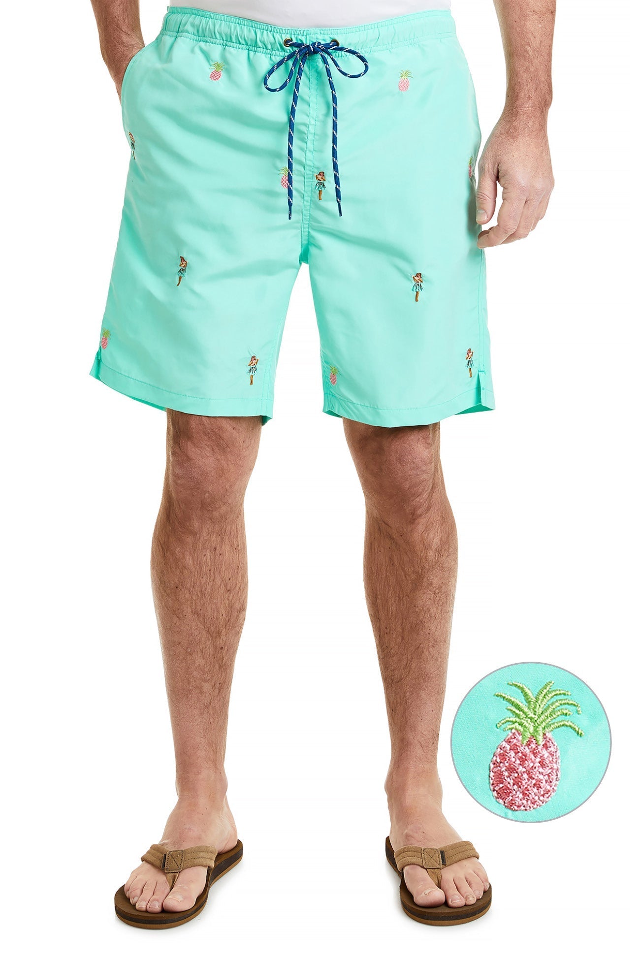 Sandbar Swim Suit Seagrass Print with Hula Girl & Pineapple Design - Perfect for Beach Vacations, Pool Parties & Summer Getaways