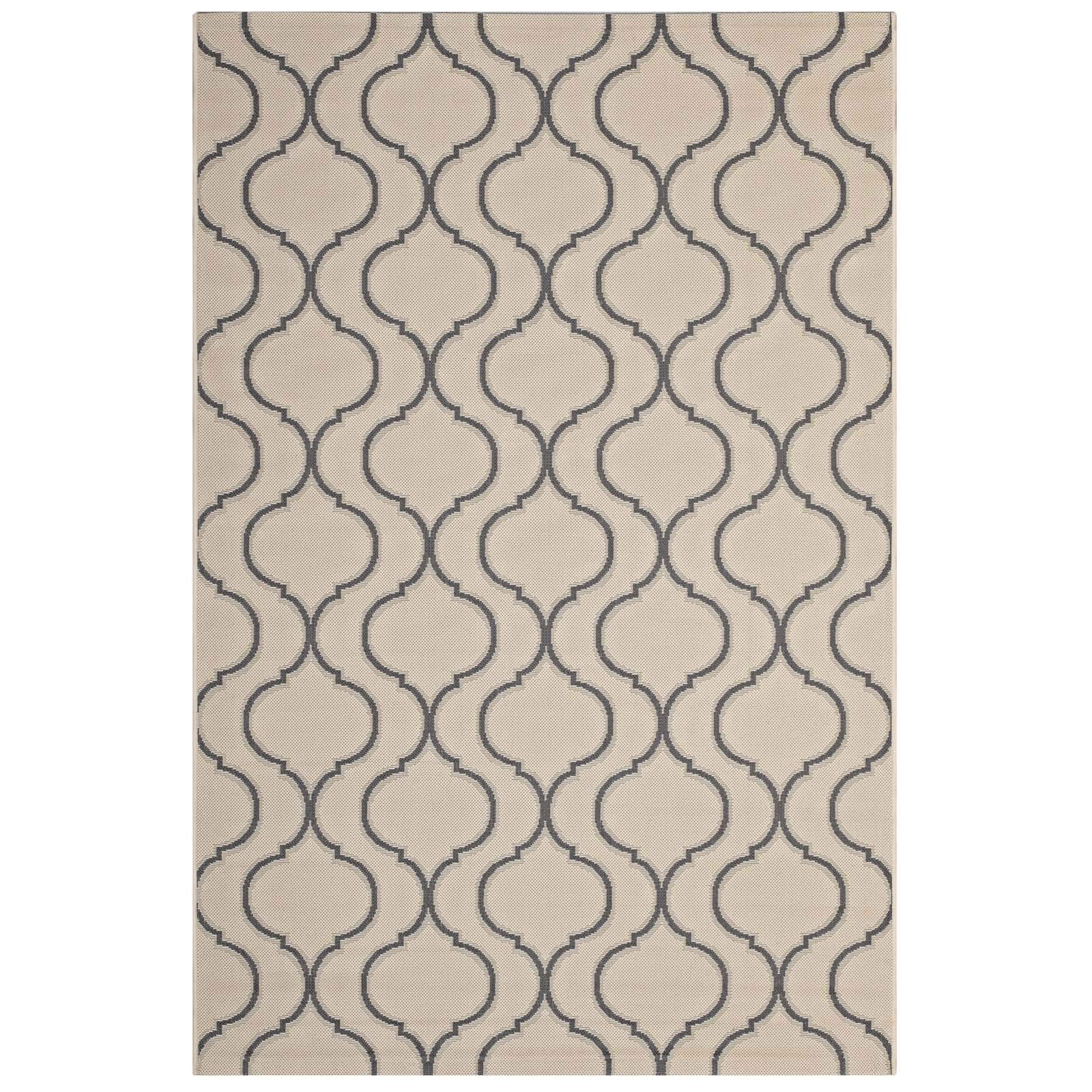 Modern Contemporary Living Lounge Indoor Outdoor Area Rug - Soft Fabric Floor Carpet in Multi Beige - Perfect for Living Room, Bedroom, Patio & Deck Decor
