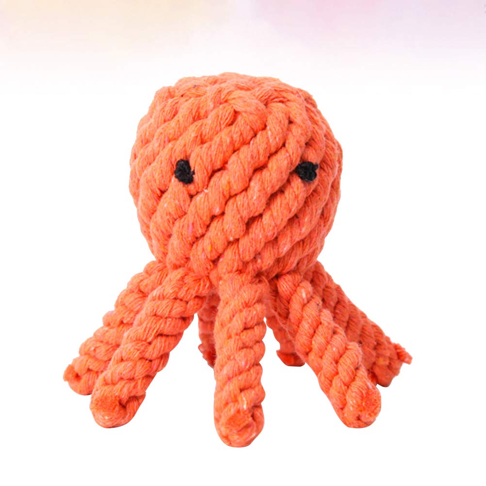 ABOOFAN Funny Cotton Rope Octopus Chew Toy for Dogs & Cats - Durable Teething Puppy Toy, Interactive Pet Play Toy (Orange) - Perfect for Puppy Teething Relief, Training Rewards & Party Favors