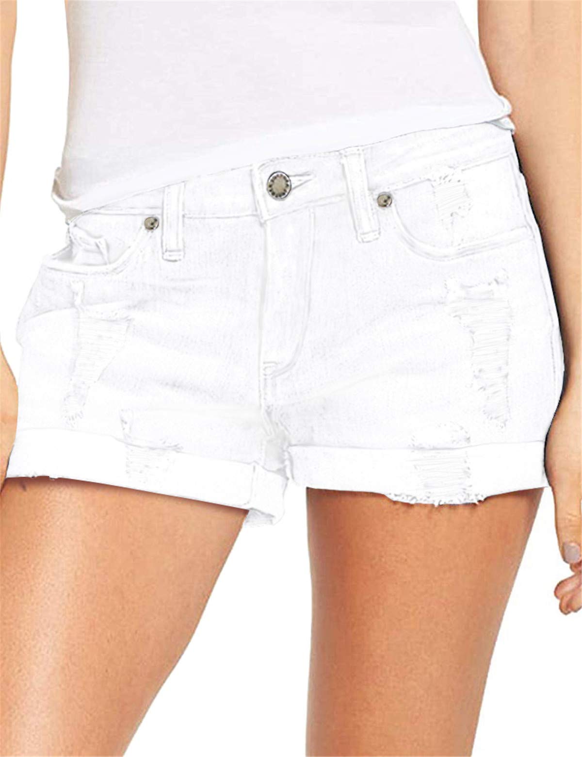 OnlyPuff Women's Denim Shorts - High Waist Summer Casual Shorts with Pockets | Perfect for Beach, Vacation & Everyday Wear