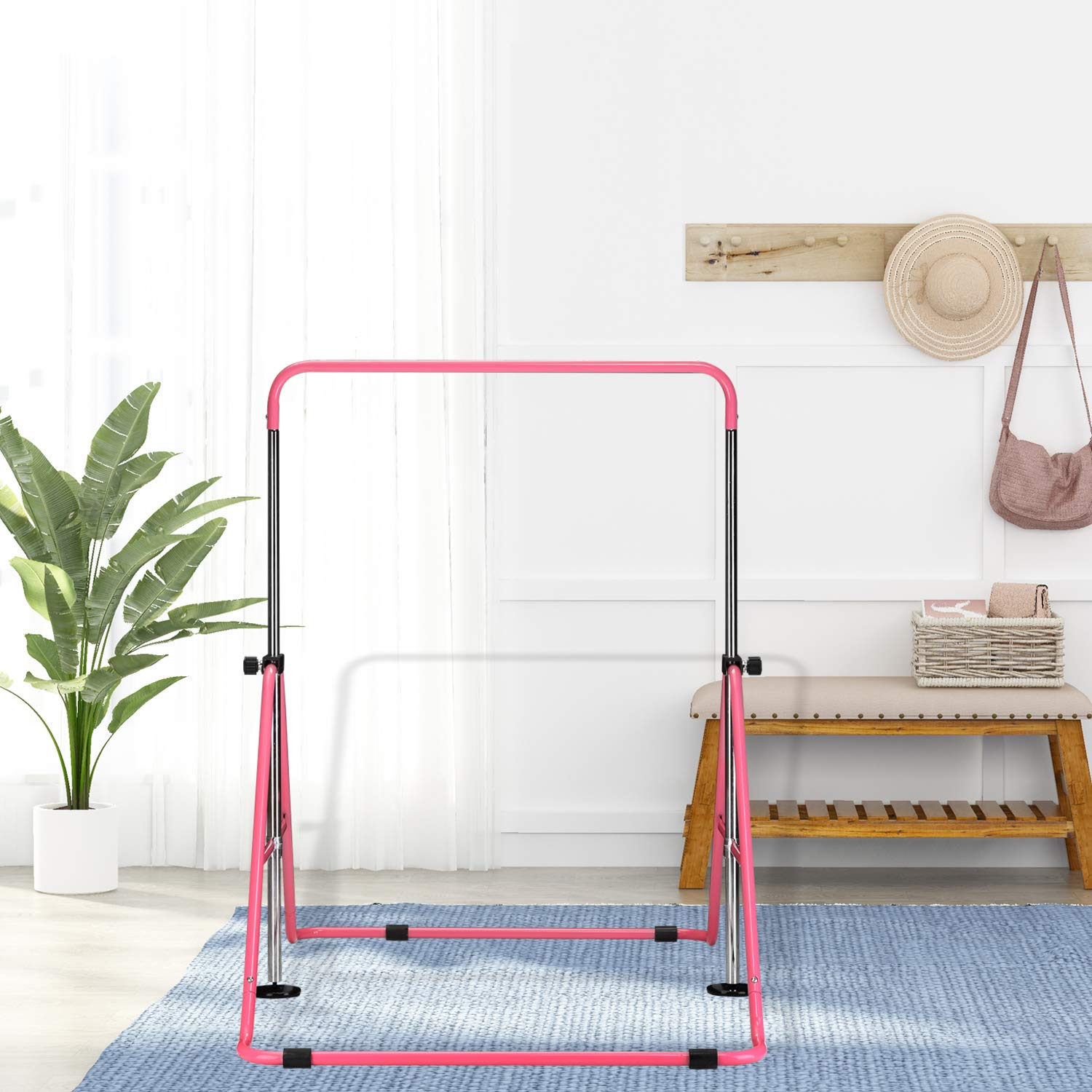 Adjustable Kids Gymnastics Bar - Junior Training & Monkey Bars for Home Play