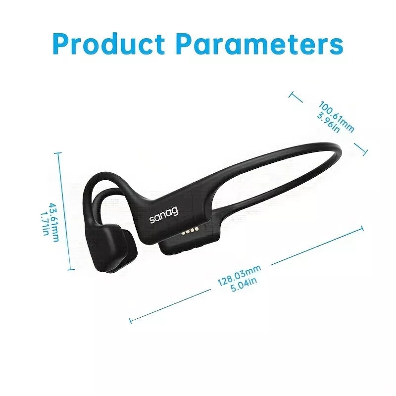 Sanag B70S Pro Airfoil Open Ear Swimming Bone Conduction Headphones - Wireless Bluetooth 5.3 IPX8 Waterproof for Running, Cycling, Workout & Outdoor Sports