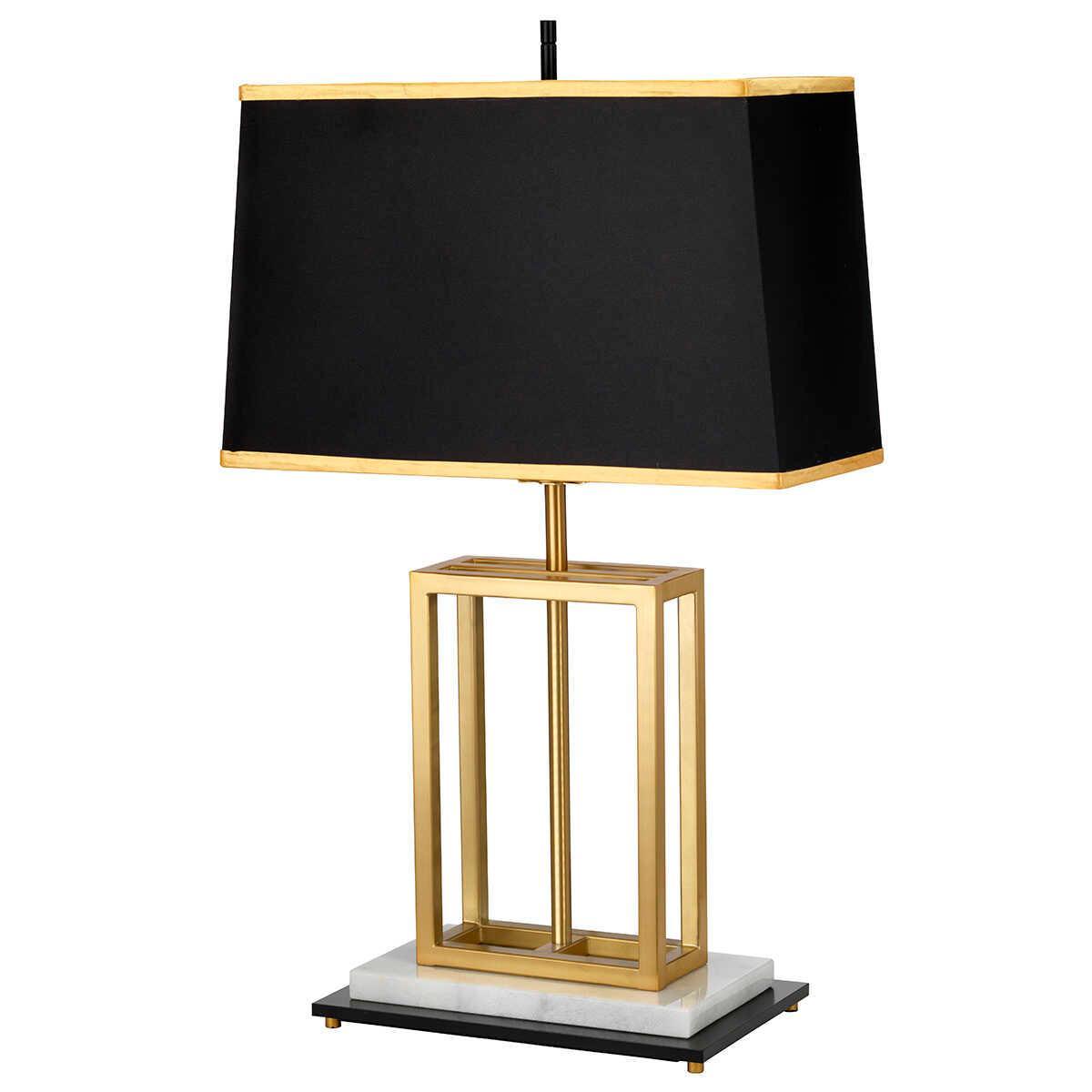 Atlas 1 Light Brushed Brass Table Lamp - Modern Bedside & Living Room Lighting - Elstead Lighting for Home Office, Bedroom Nightstand, and Reading Nook Decor
