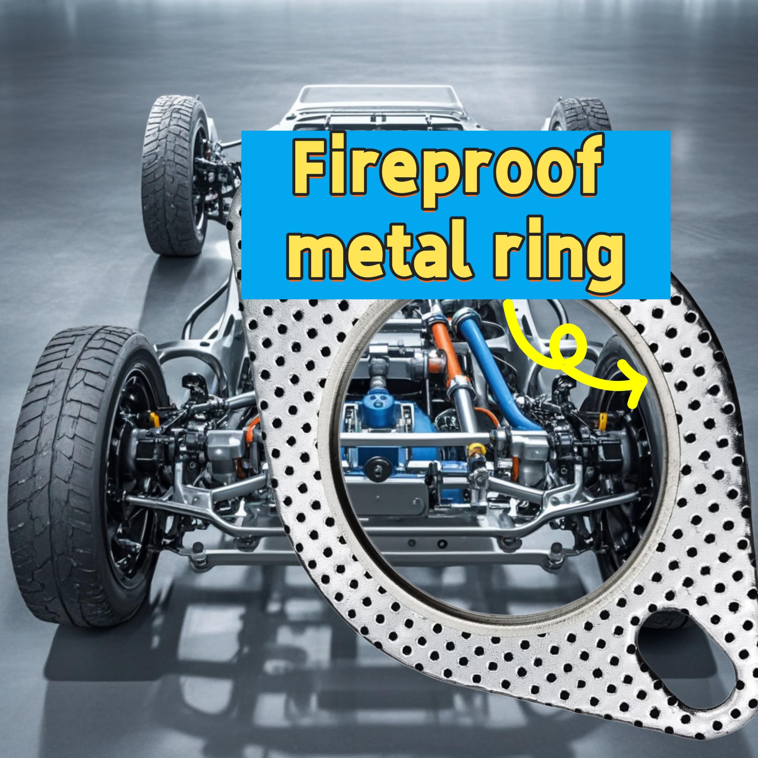 High-Temperature Exhaust Donut Gaskets 3-Pack - Fireproof Flange Gaskets with 2 Bolt Holes (2