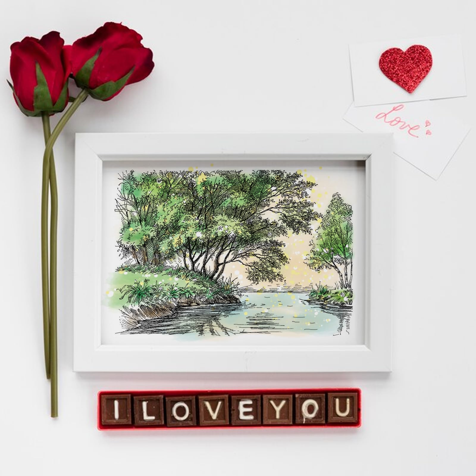 Brook Clear Stamps for Card Making - Rivulet Grove Trees Background Stamps, Creek Rubber Stamps for DIY Scrapbooking, Photo Albums & Paper Crafts | Perfect for Greeting Cards, Journals, and Handmade Decorations