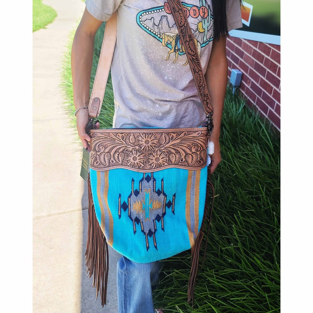 American Darling Genuine Turquoise Leather Purse - Stylish Crossbody Bag for Women, Perfect for Work, Travel & Everyday Use