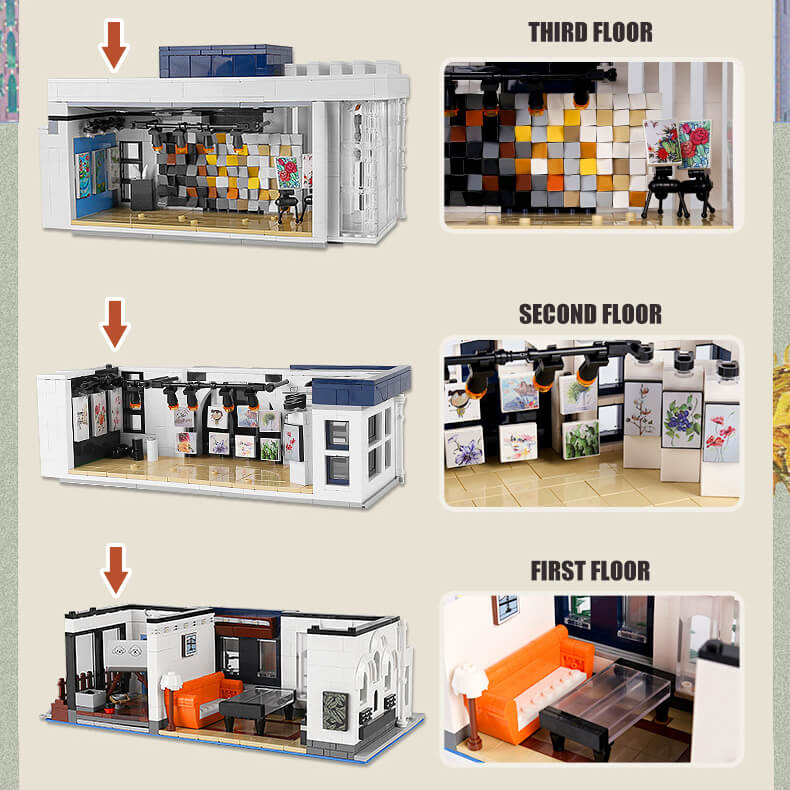 Mould King 16043 Art Gallery Showcase 3 Layer MOC Building Set - 3,536 Pieces for Adults & Teens | Creative Display Model for Home Decor, Office & Gift Ideas