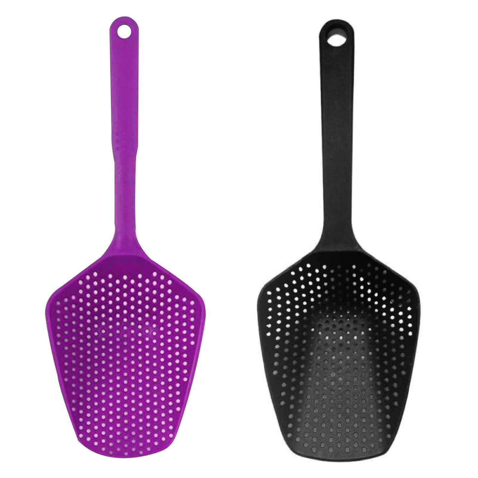 **2-Pack Durable Plastic Colander Scoop with Handle - Kitchen Strainer for Draining Pasta, Vegetables & Fruits - Ideal for Cooking, Baking & Food Prep**
