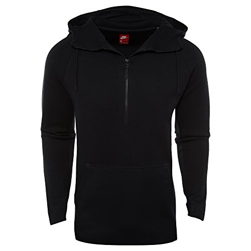 Nike Men's Tech Fleece Half-Zip Hoodie - Lightweight, Breathable & Warm Pullover for Running, Gym & Casual Wear (Black, Size M)