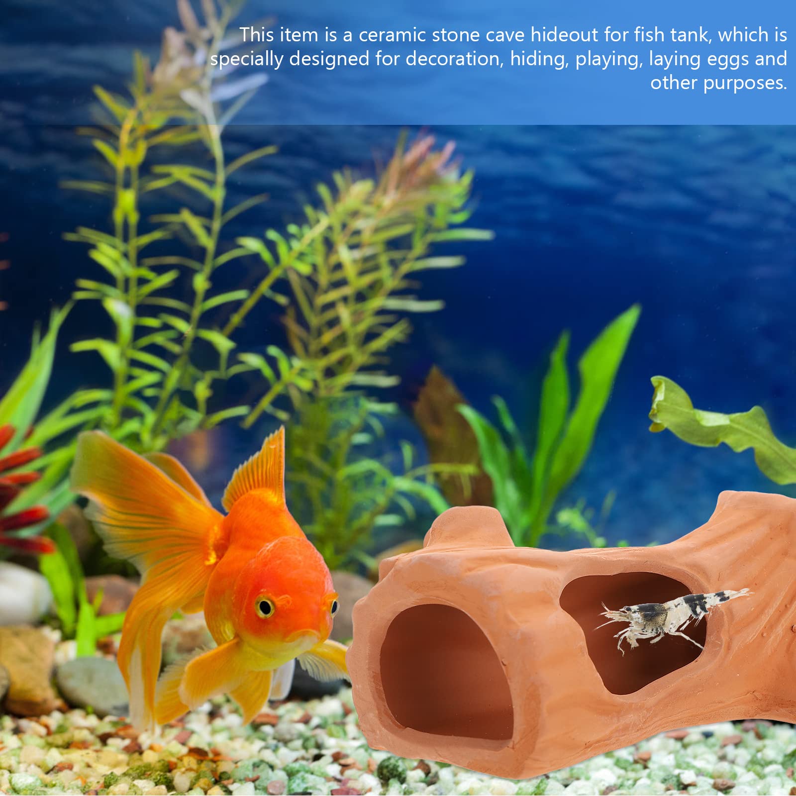 2PCS Ceramic Fish & Shrimp Hideout House - Aquarium Cave Decor for Fish Tanks, Terrariums - Natural Purple Clay Hiding Spots for Betta Fish, Shrimps & Aquatic Pets - Perfect for Aquatic Landscape & Breeding Safety
