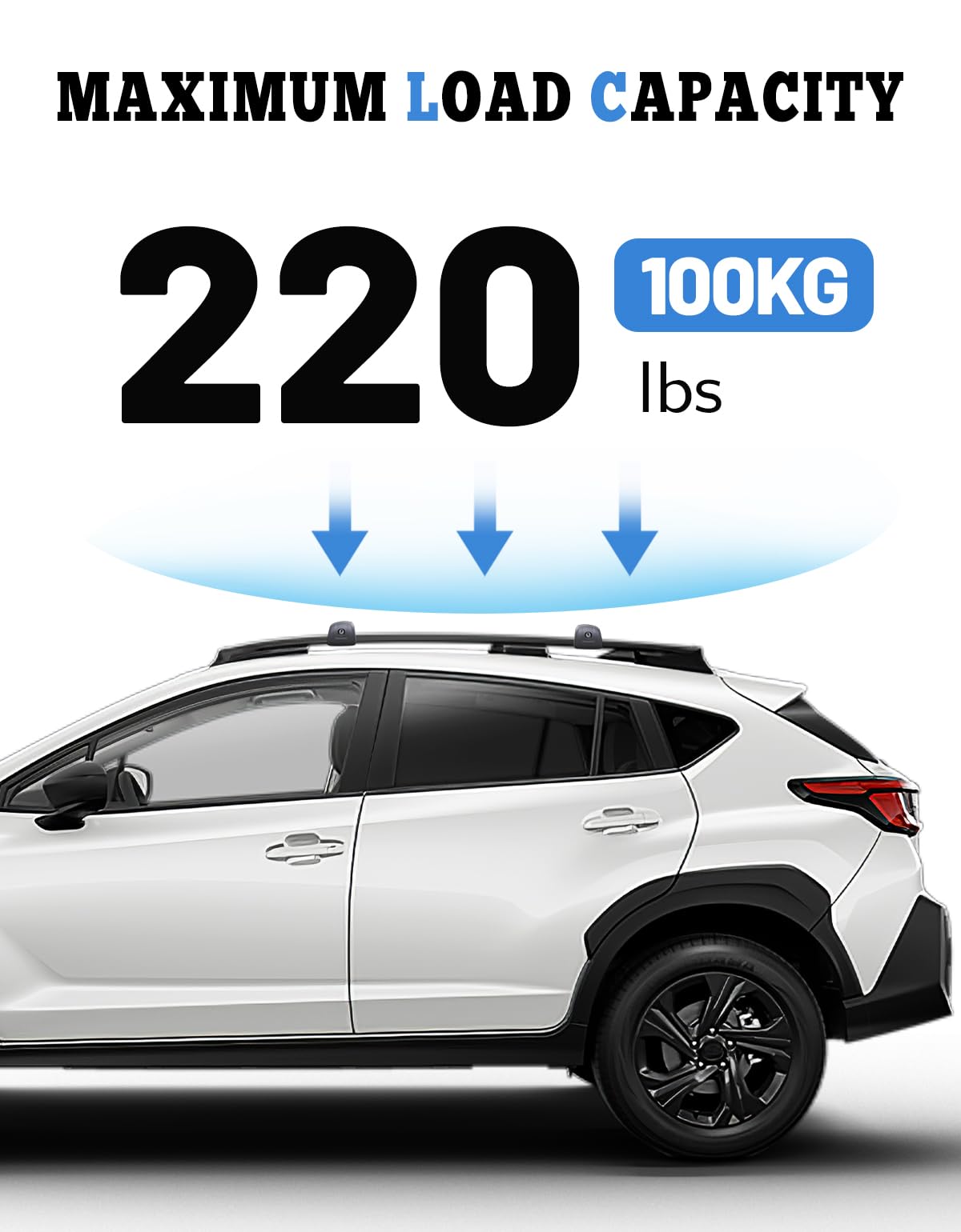 2024 Subaru Crosstrek Aluminum Roof Rack Cross Bars (Excluding Wilderness) - Lockable Cargo Carrier for Bikes, Kayaks, Snowboards & Luggage | Perfect for Road Trips, Outdoor Adventures & Gear Transport