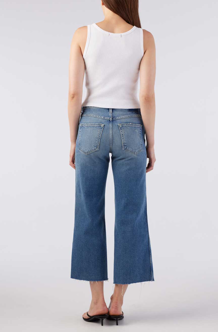 Amo Marjorie Mid Rise Relaxed Crop Jeans - Women's Comfortable Stretch Denim Pants for Casual Wear & Everyday Outfits