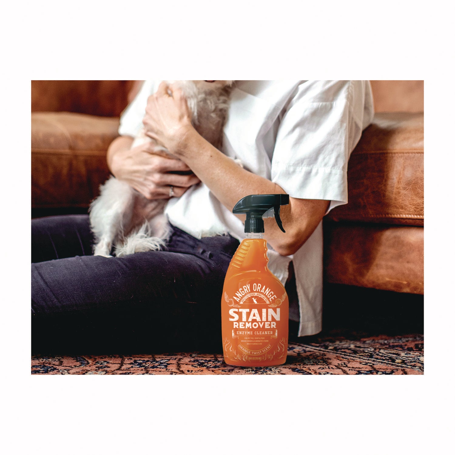 Angry Orange Pet Odor Eliminator Spray - 24oz with Orange Twist Scent | Eliminates Dog & Cat Urine Smells | Safe for Carpets, Furniture & Pet Areas | Fresh Citrus Fragrance for Home & Car Use