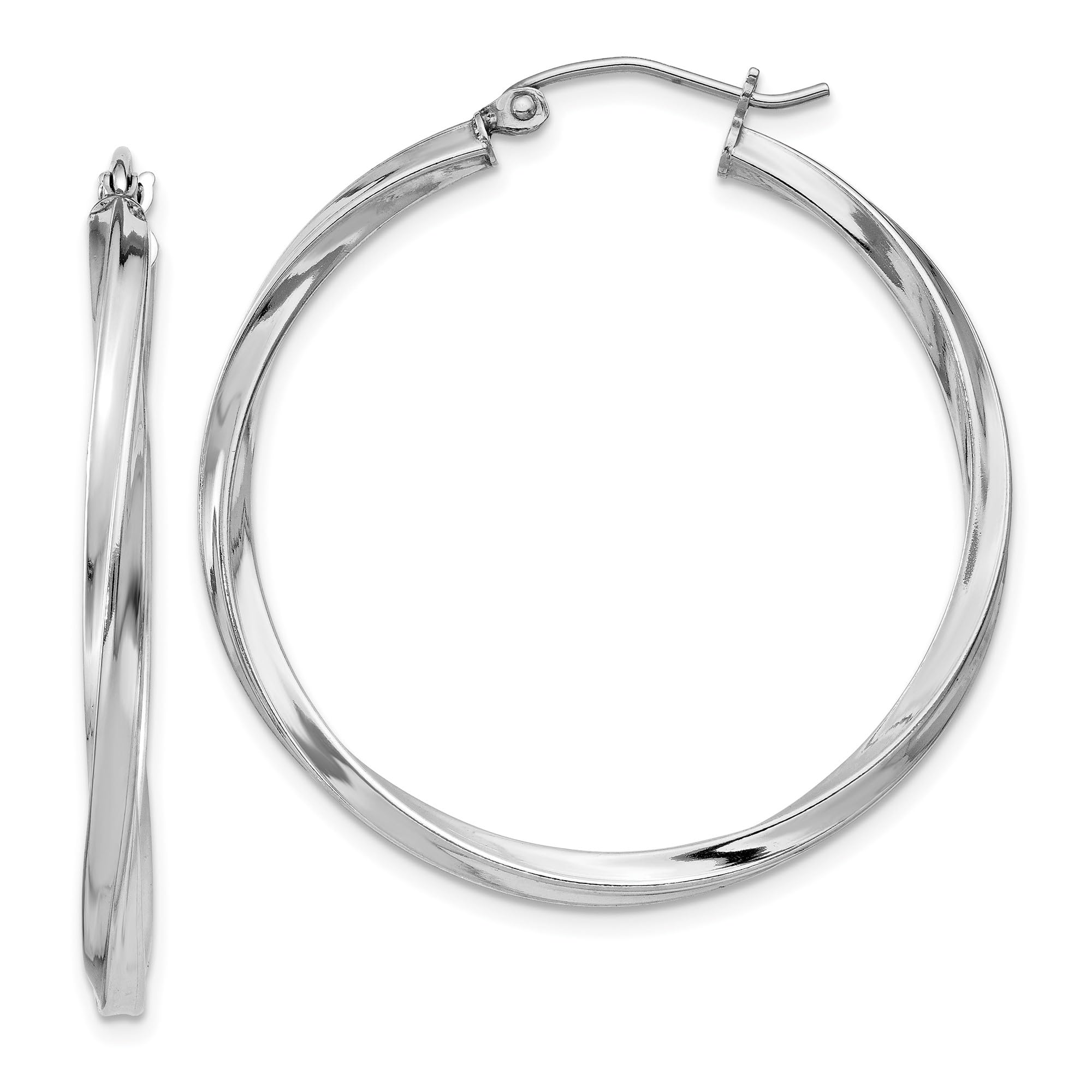 925 Sterling Silver Twisted 2.5x35mm Round Large Hoop Earrings for Women | Fashion Statement Jewelry | Perfect for Parties, Weddings & Everyday Wear