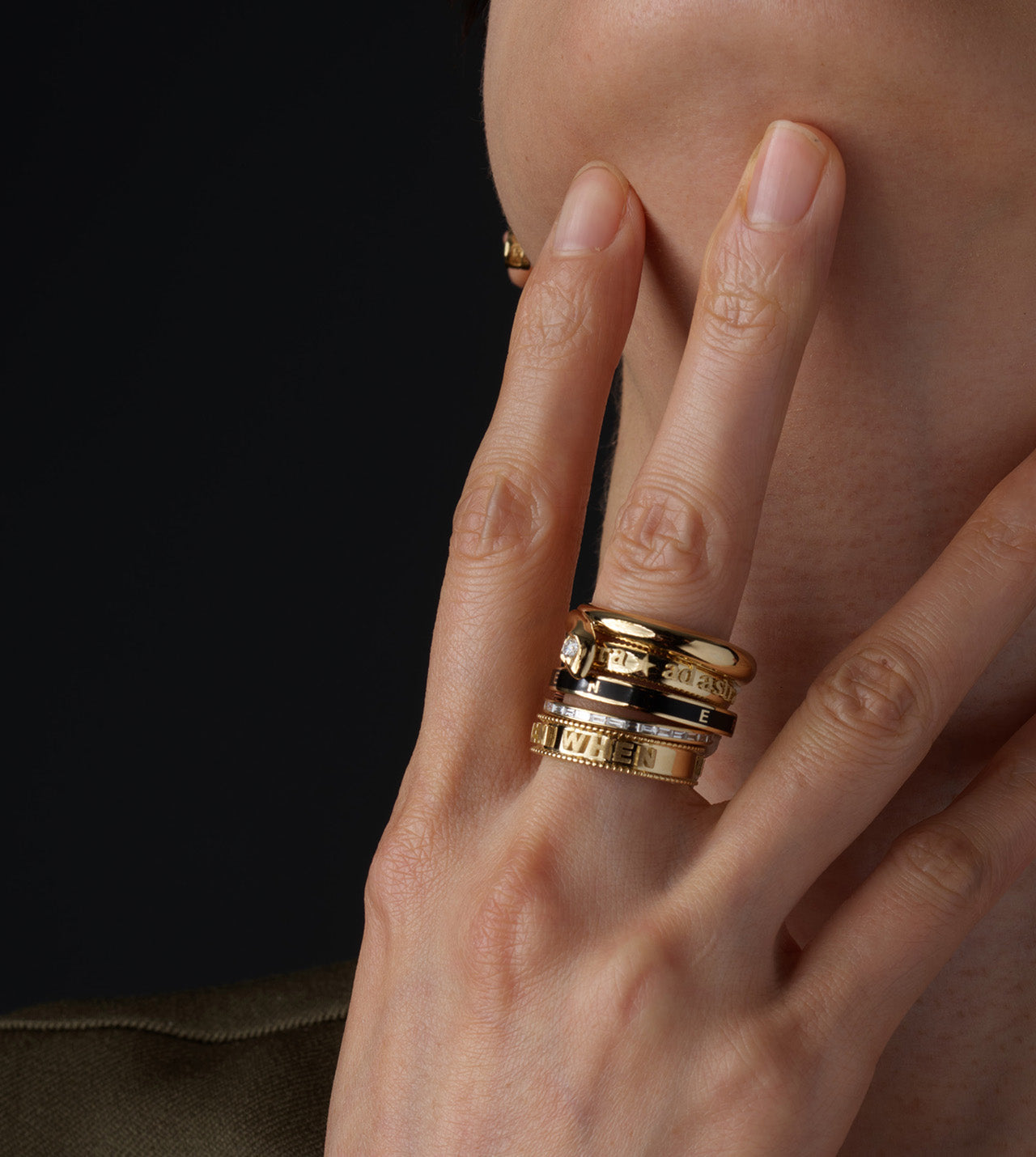 Resilience Thin Champlevé Enamel Band Ring - Elegant Stackable Jewelry for Women, Perfect for Everyday Wear & Special Occasions