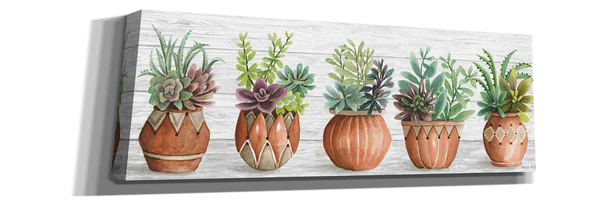 Epic Graffiti 'Terracotta Pots I' by Cindy Jacobs - Large 60x20 Inch Canvas Wall Art Painting - Modern Home Decor for Living Room, Bedroom & Office