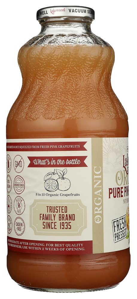 Organic Pink Grapefruit Juice - 100% Natural, No Sugar Added, Cold-Pressed (12-Pack) | Perfect for Breakfast, Detox Drinks & Healthy Lifestyle
