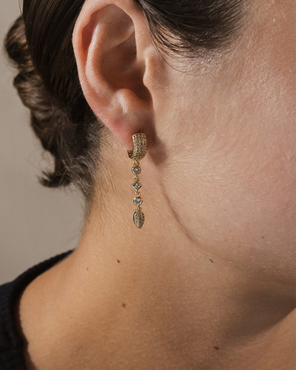 Malin CZ Drop Hoop Earrings - Sterling Silver Dangle Earrings for Women, Elegant Cubic Zirconia Jewelry Gift | Perfect for Parties, Weddings & Everyday Wear