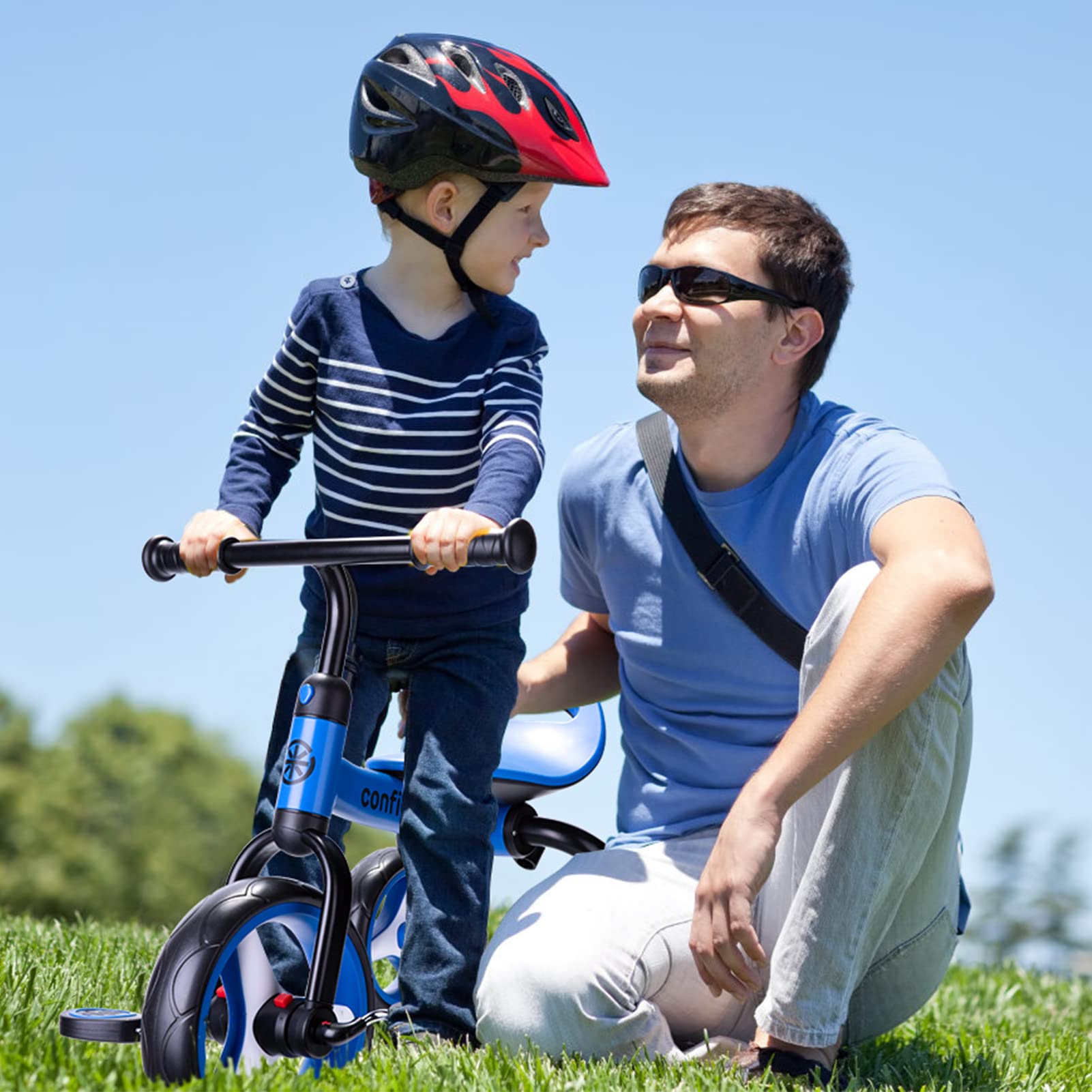 **YGJT 4-in-1 Adjustable Toddler Tricycle for Kids Ages 2-5 | Foldable Baby Trike with Removable Pedals & Seat | Balance Bike & Ride-On Toy | Perfect Gift for Boys & Girls | Indoor & Outdoor Play**