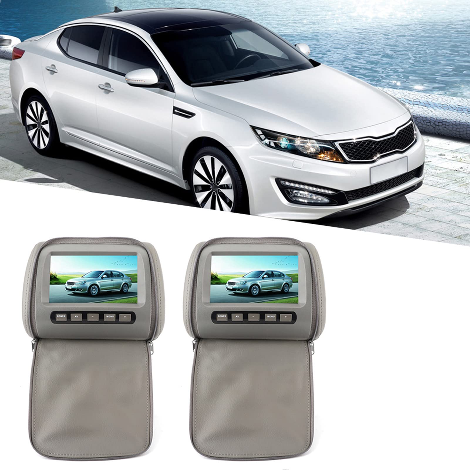 Dual 7-inch HD LCD Portable Car Headrest DVD Player with USB/SD/TV Support & Remote Control - Perfect for Long Road Trips & Family Travel Entertainment
